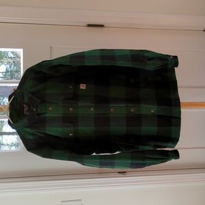 Carhartt Men's Relaxed Fit Heavyweight Flannel Sherpa-Lined Shirt Jacket Green